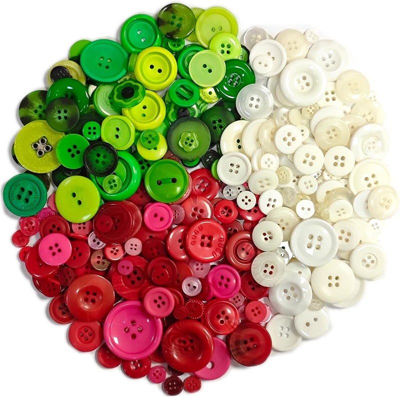 KOVOLALA 500-700 pcs Christmas Craft Buttons, Hand Sewing Buttons with 2 or 4 Holes for Sewing, Arts & Crafts, DIY Decorations - Image 2